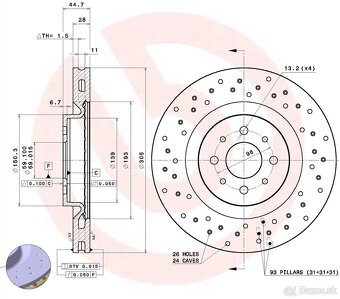 Sada predných kotúčov Brembo Xtra - vŕtaný - 2