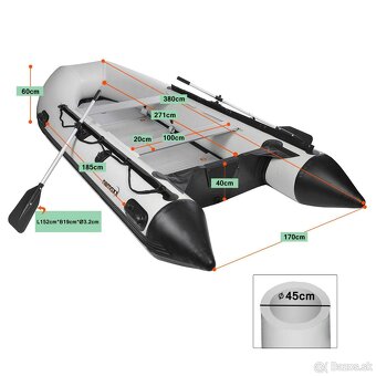 Nový NEMAXX Professional nafukovací čln 330 cm hliníková pod - 2