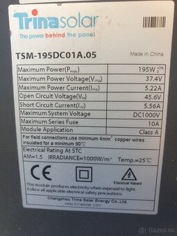 4 čierne monokryštalické Fotovolt. solárne FV panely 195W - 2