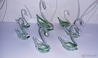 Sada zelených labutí - hutné sklo - 2