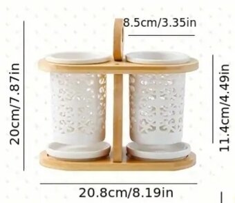 Držiak na príbor bambus keramika - 2