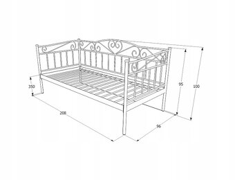 Jednolôžková kovová posteľ 90x200 - 2
