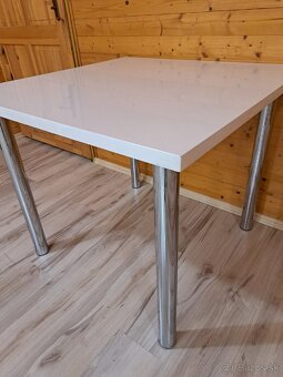 Jedálenský stôl, biely lesklý - 2