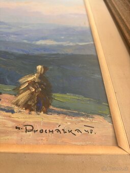 Obraz Miroslav Procházka, Beskydy po žních 1947, olej na des - 2