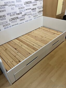 Rozkladacia biela posteľ 90x200cm - 2