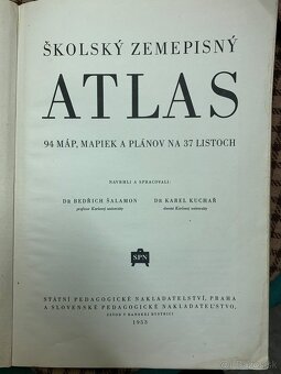 Predám 2 ks škol. zemepisný atlas z r. 1953 - 2
