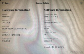 Server Lenovo System x3550 M5, 40 CPU, 384 GB RAM - 2