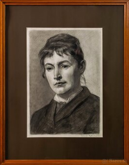 Ženský portrét , Theophil Melicher, uhoľ, 680 × 530 mm - 2