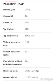 Predam LG televízor LG 55UH605V - 2
