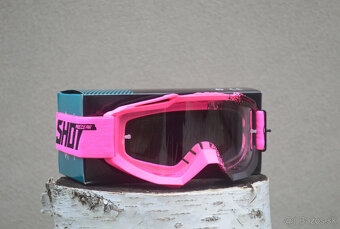 Okuliare MX fluo ružové priesvitné číre sklo shot - 2