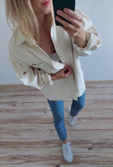 Krémová oversize košela Bershka - 2
