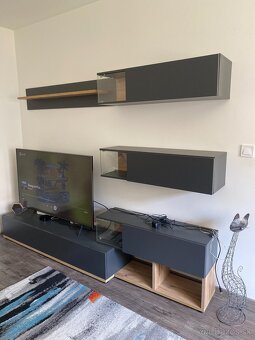 Obývacia stena antracit + dub wotan s LED osvetlením - 2
