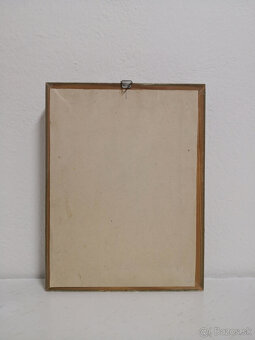 Starožitný maľovaný obraz váza s kvetmi 21,1x16,2cm - 2