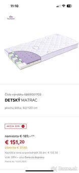 Detská postielka IKEA s matracom - 2