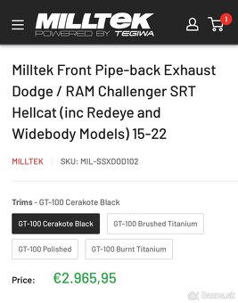 Dodge Challenger Milltek Performance Exhaust - 2