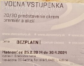 Lístky do kina- OC Galéria Košice - 2