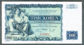 Staré bankovky 1000 korun 1934 NEPERFOROVANA pěkný stav - 2