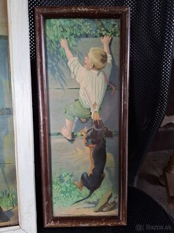 Predám dva staré obrázky chlapca so psom - 2