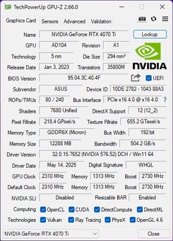 Predám Asus TUF Gaming OC RTX 4070 Ti 12GB GDDR6X - 600€ - 2