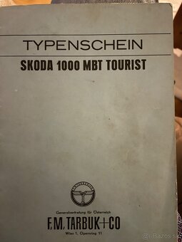 Papiere na Škoda 1000MB - 2