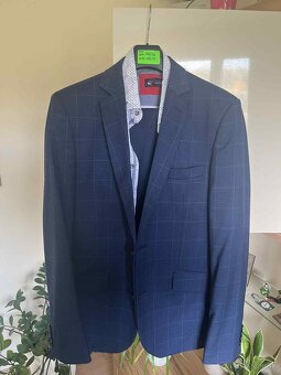 Pánsky oblek modrý jemne károvaný –  iba osobný odber - 2