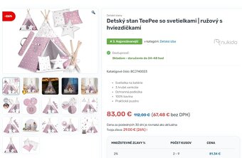 Detský stan TeePee ružový - 2