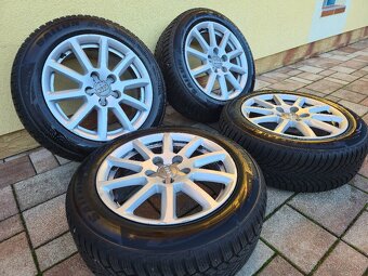 Hliníkové disky Audi 5x112 R16 + zimné pneu 205 55 R16 - 2