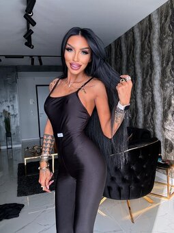 Sexi cierny dlhy party overal na tenke ramienka NOVY - 2