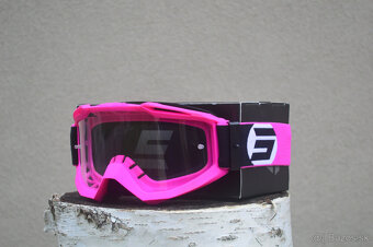 Okuliare atv enduro mx fluo čierno ružové číre sklo shot - 2