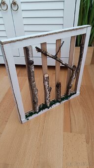 Handmade originálna drevená Eco dekorácia / obraz motív les - 2