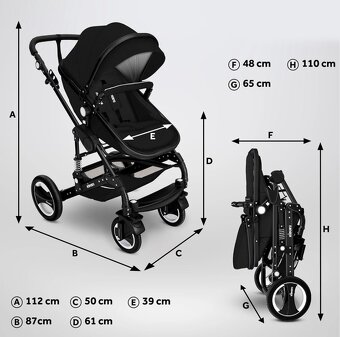 Kombinovaný kočík 3v1 kiduku nový - 2