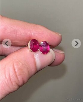 Nadherne velke rubinove 14k zlate nausnice - 2