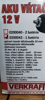 Aku vŕtačka s príklepom 12V - NOVÁ - 2