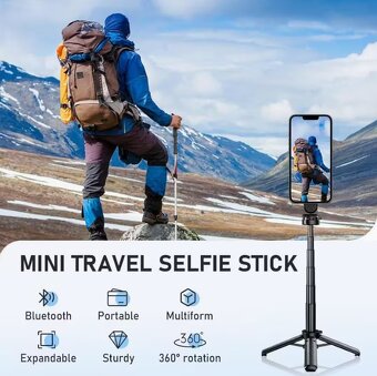 Predám selfie tyč mini na mobil so stojanom - 2