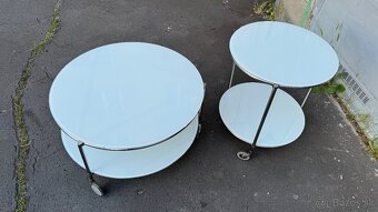 Ikea STRIND konferenčný stolík okruhly na kolieskach, biely - 2