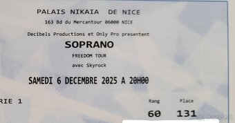 Soprano tour v Nice vo Francúzsku 3 lístky - 2