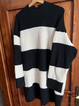 H&M dlhý pásikavý sveter L - 2
