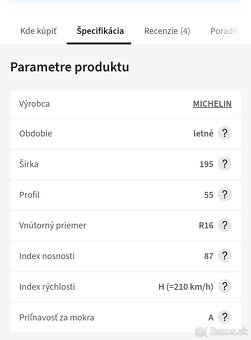 Predam letne pneumatiky Michelin Primacy 4 195/55 R16 87H
 - 2