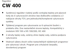 BOSH CW 400 - systémový regulátor / nový / PC 215,-€ - 2