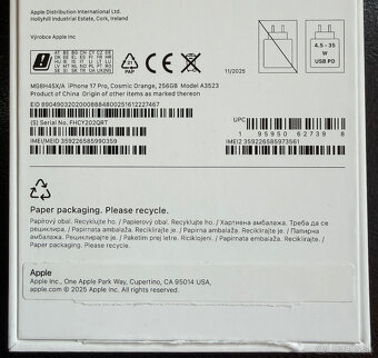 Apple iPhone 17 Pro 256GB nový - 2