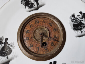 Starožitné porcelánové talířové nástěnné hodiny rokoko - 2