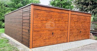 Plechová garáž 6x5,8 v imitácii dreva, DOVEZIEME ZADARMO - 2