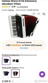 Predám Hohner Bravo III silent key - 2