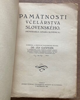 Dr. Ján Gašperík - Pamätnosti včelárstva slovenského, I.diel - 2