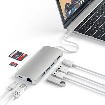 Satechi USB-C Multiport adaptér 4K 8ports - Silver - 2