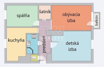 Praktický 3-izbový tehlový byt, balkón, centrum Pezinka,... - 2