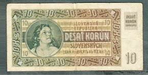 Staré bankovky Slovensko 10 sk 1939 NEPERFOROVANA - 2