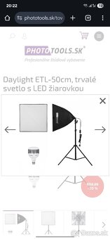 Softbox Daylight ETL-50cm, trvalé svetlo s LED žiarovkou - 2
