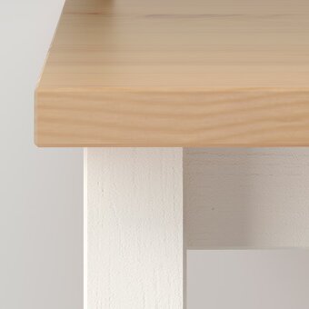 HEMNES Konferenčný stolík, bielo morené/svetlohnedá, 90x90 c - 2