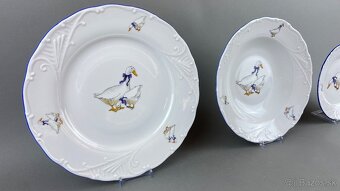 Porcelánová súprava pre 6 osôb husi, modrá linka - 2